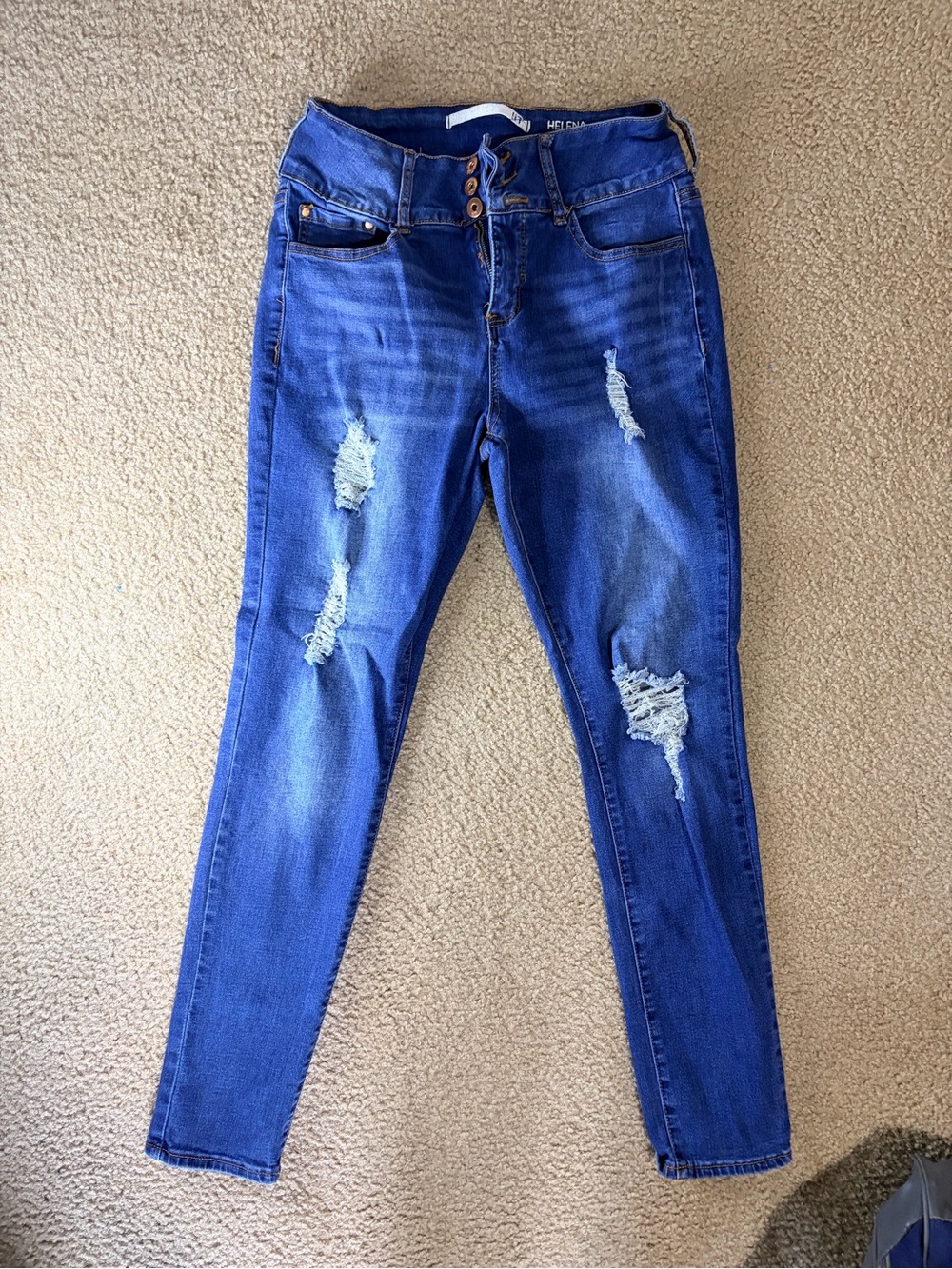 Helena Skinny Ripped Jeans in Deep Blue